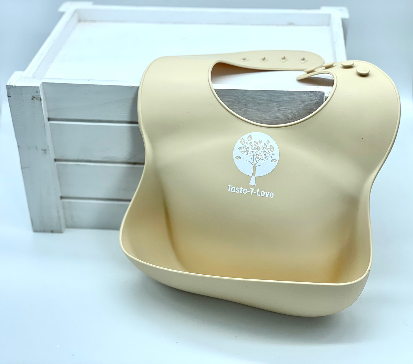 Tan Silicone Branded Bib