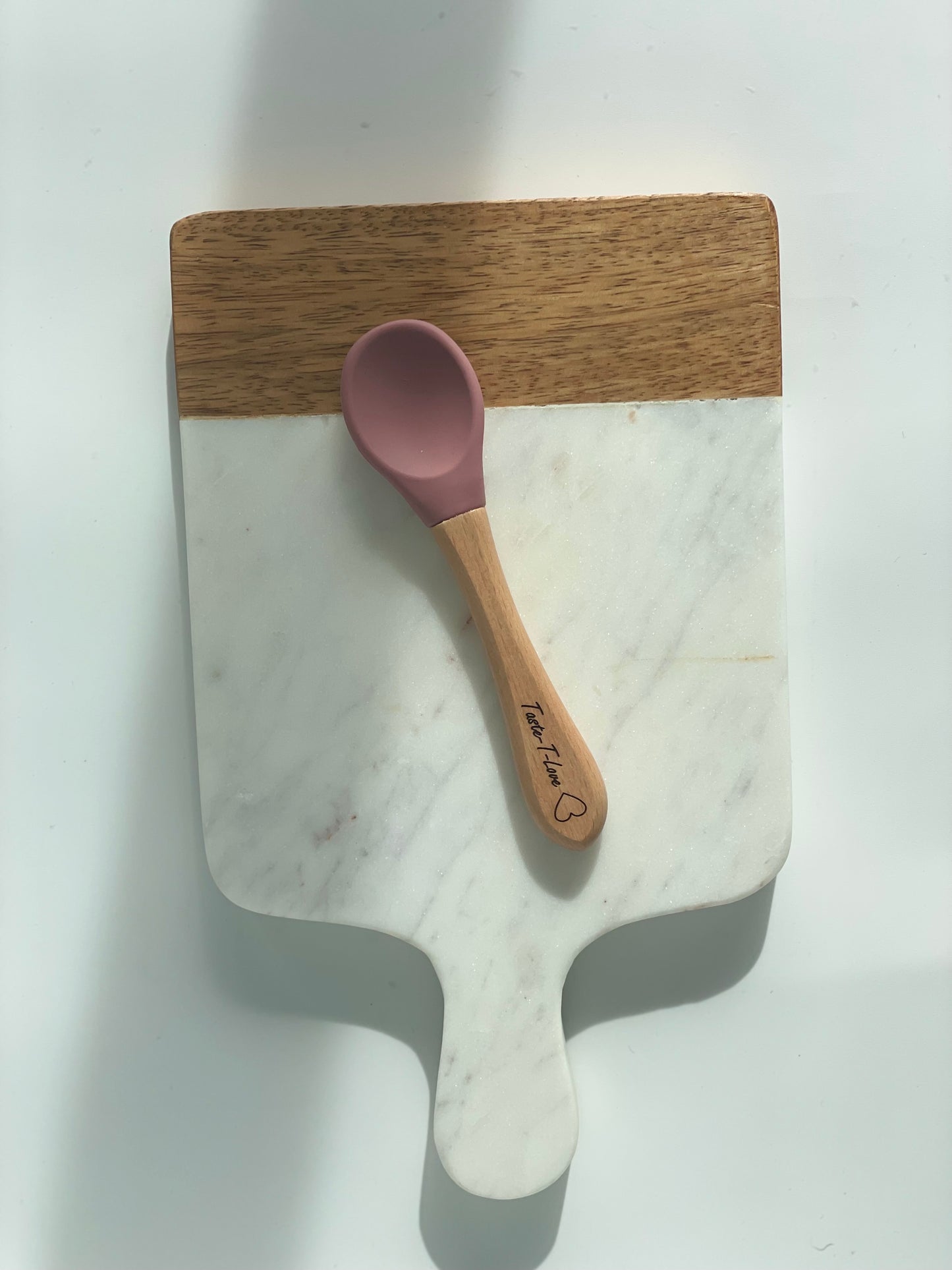 Maroon Silicone Bamboo Spoon